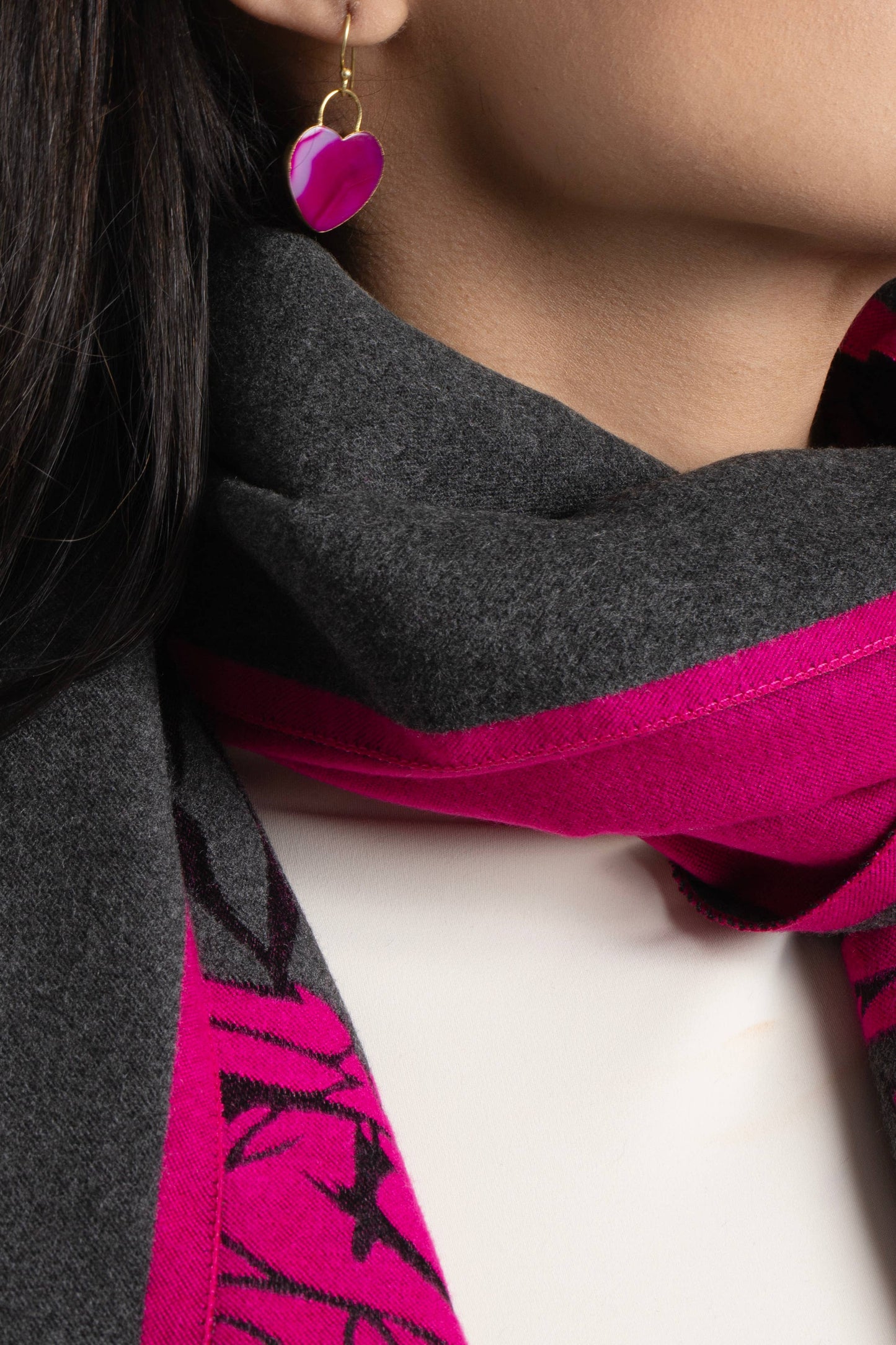 Fiore Reversible Rose Pattern Scarf
