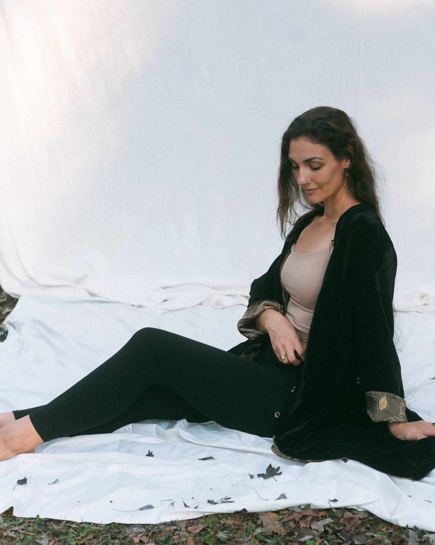 Silk and Velvet Reversible Coat ~ Gold