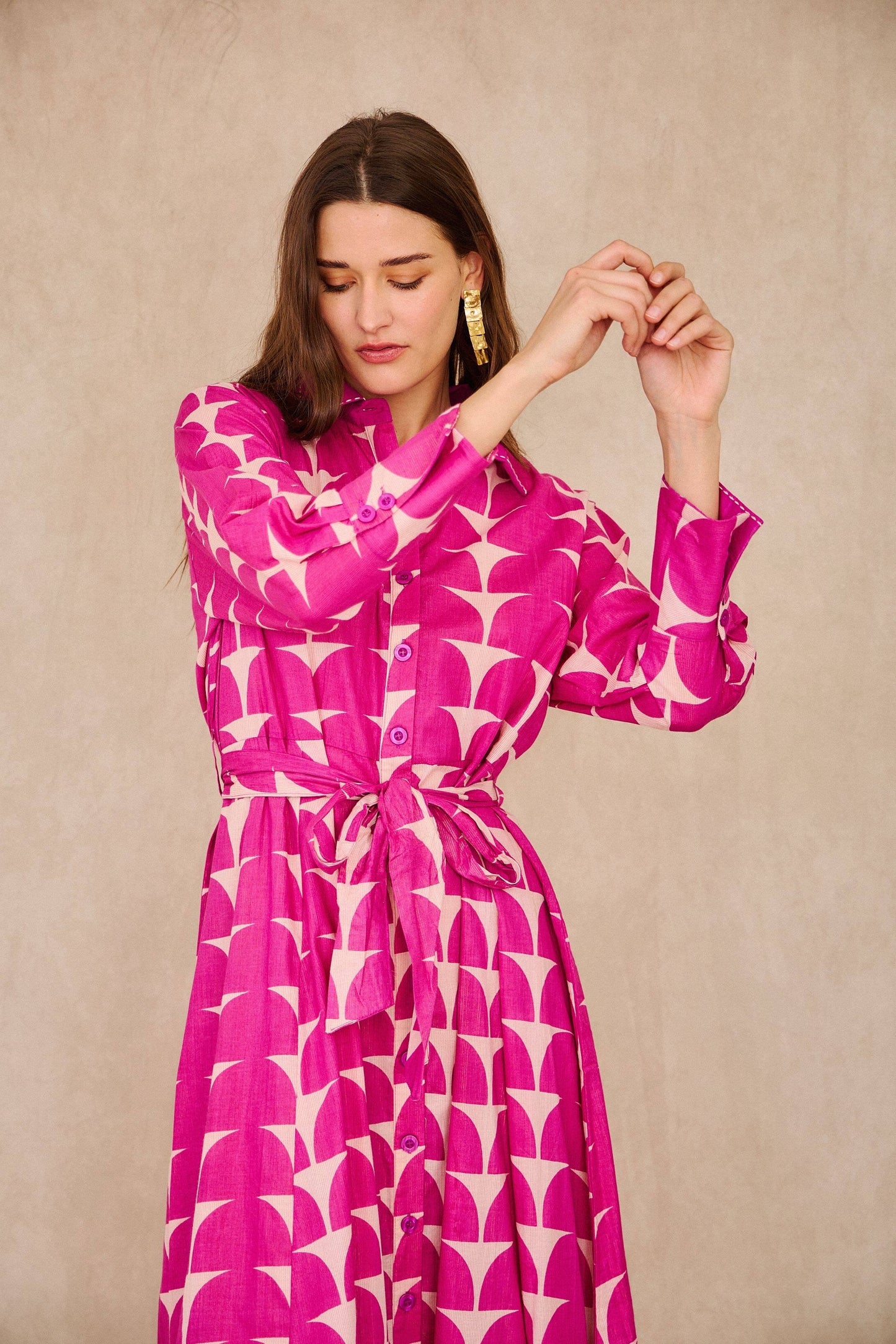 Cotton midi shirt dress