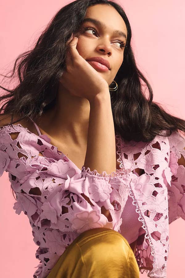 Floral Lace Cut Out Bolero Top
