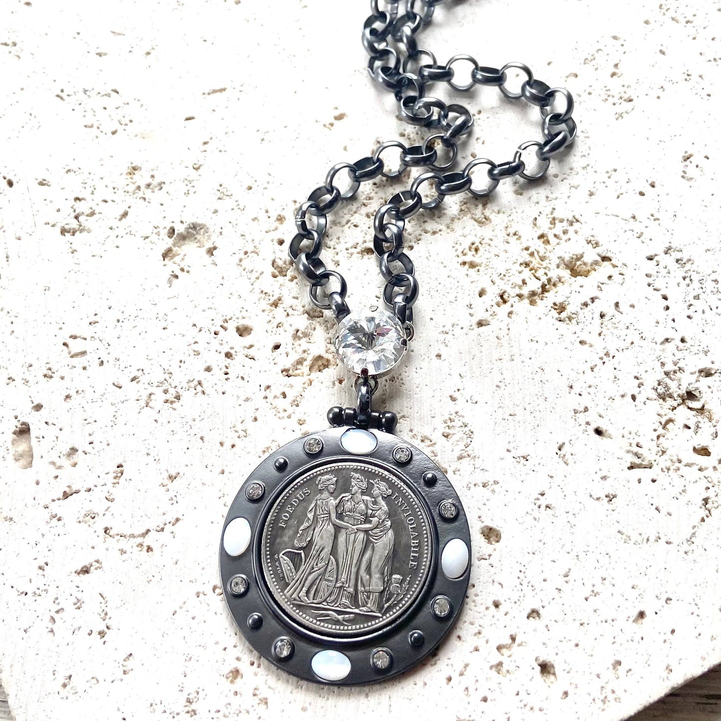 Three graces coin necklace Greece women friend sister gift