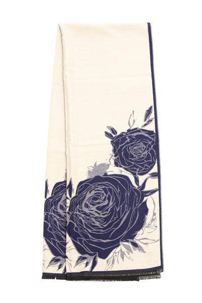 Fiore Reversible Rose Pattern Scarf