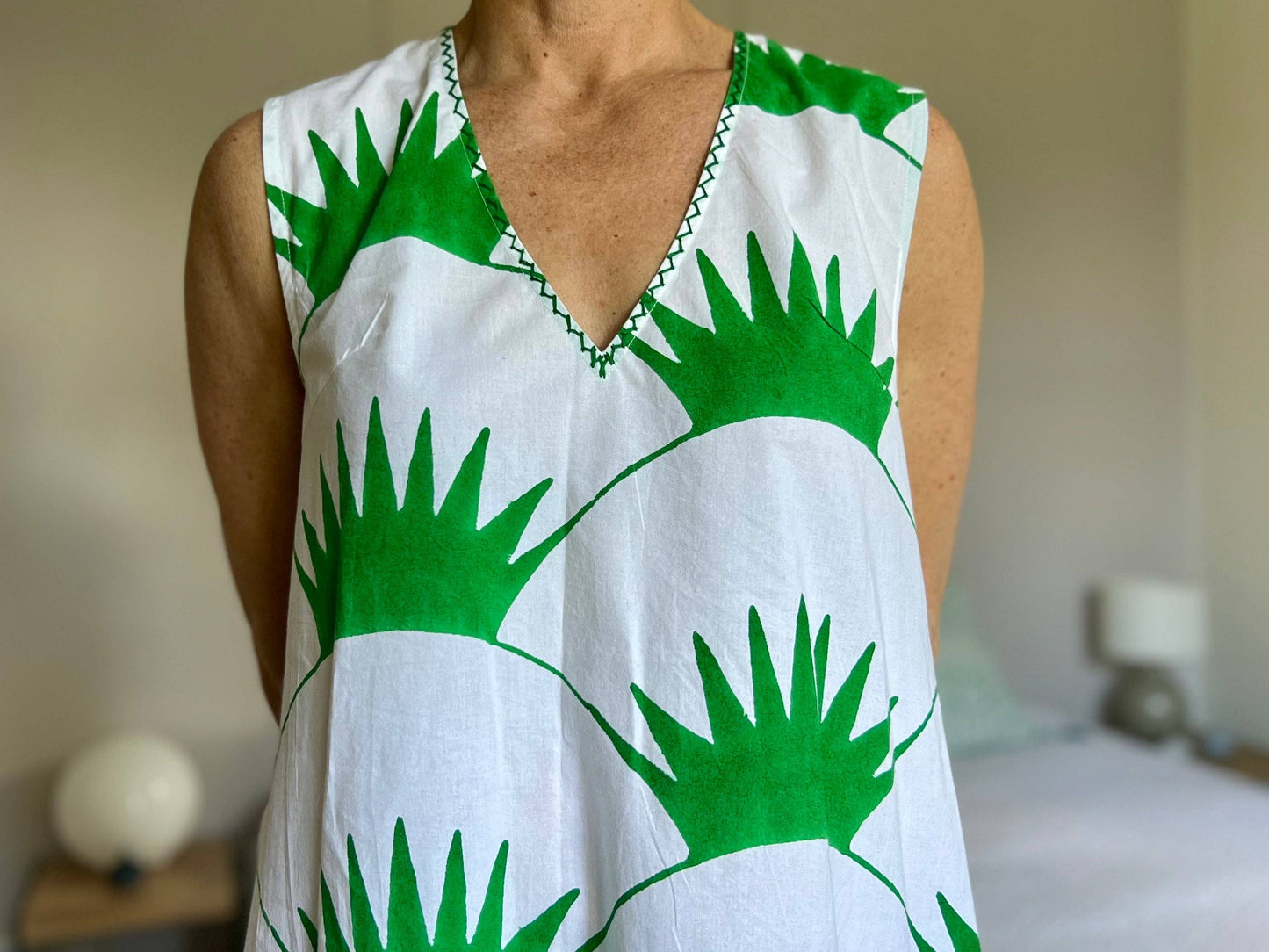 Green and White Sea Turtle Sleeveless Shift Dress