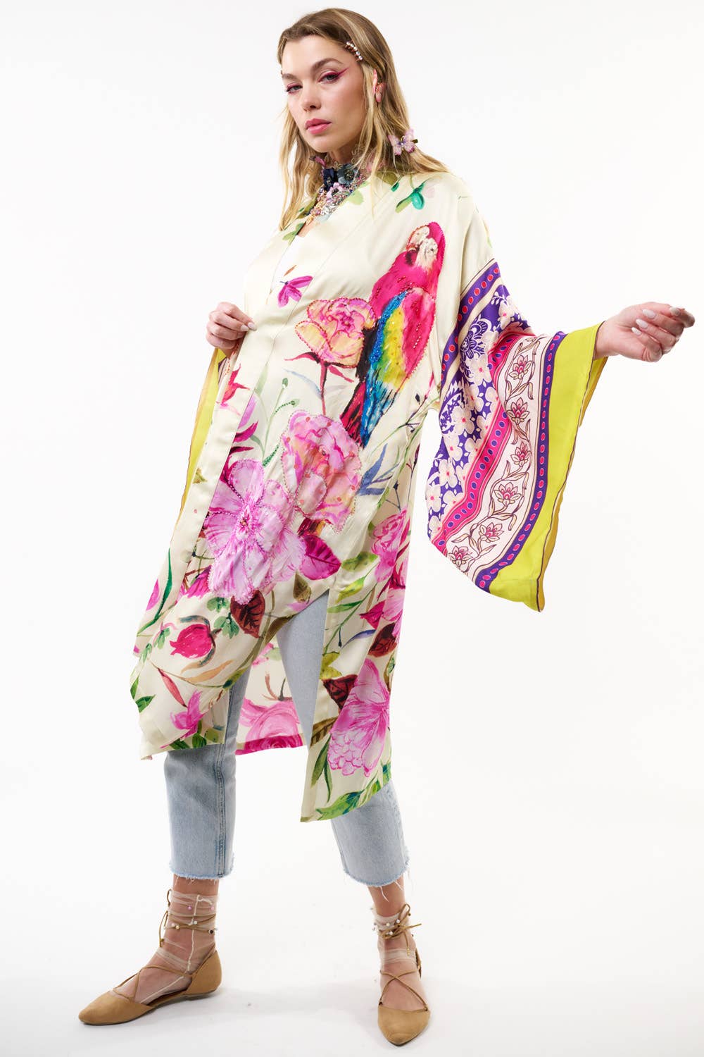 Tropical Mood Hand-beaded Kimono