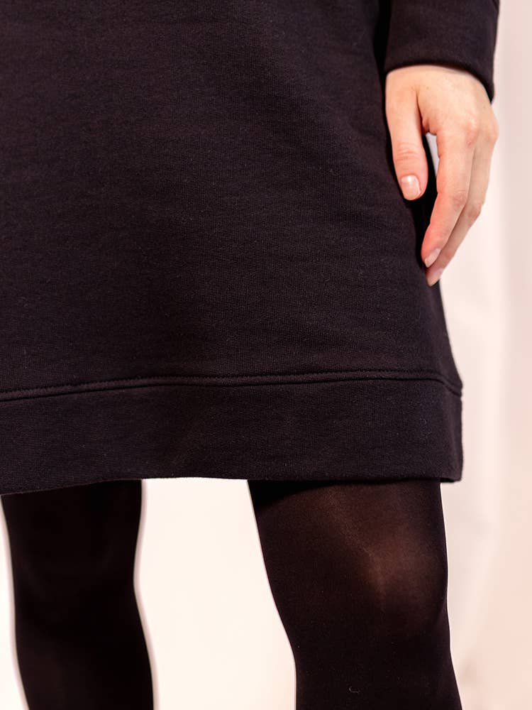 Sweatshirt Dress Black Loop Knit