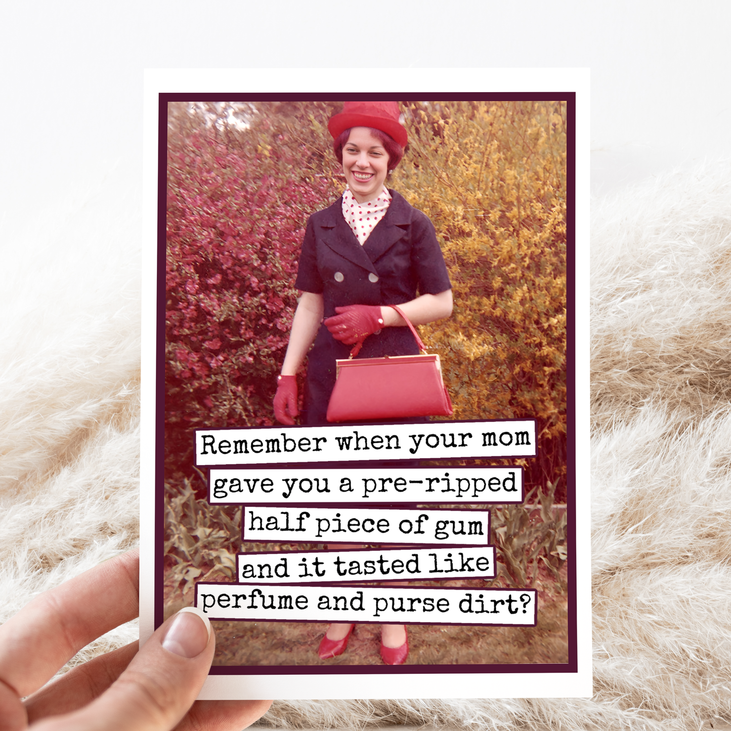 Funny Greeting Card For Mom. Perfume and Purse Dirt. Vintage