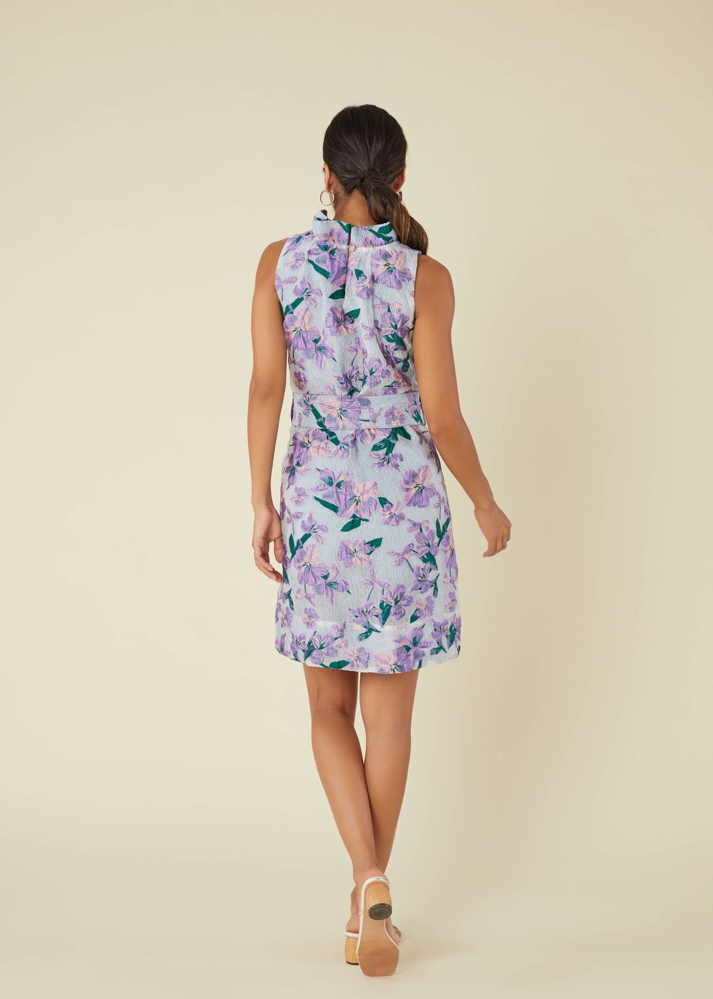 Betty Ruffle Neck Dress Organza Bloom