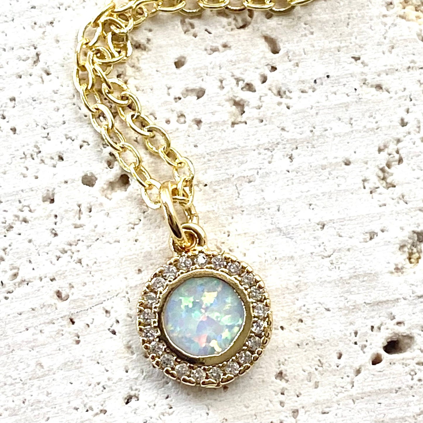 Opal dainty layering necklace evil eye third eye protection