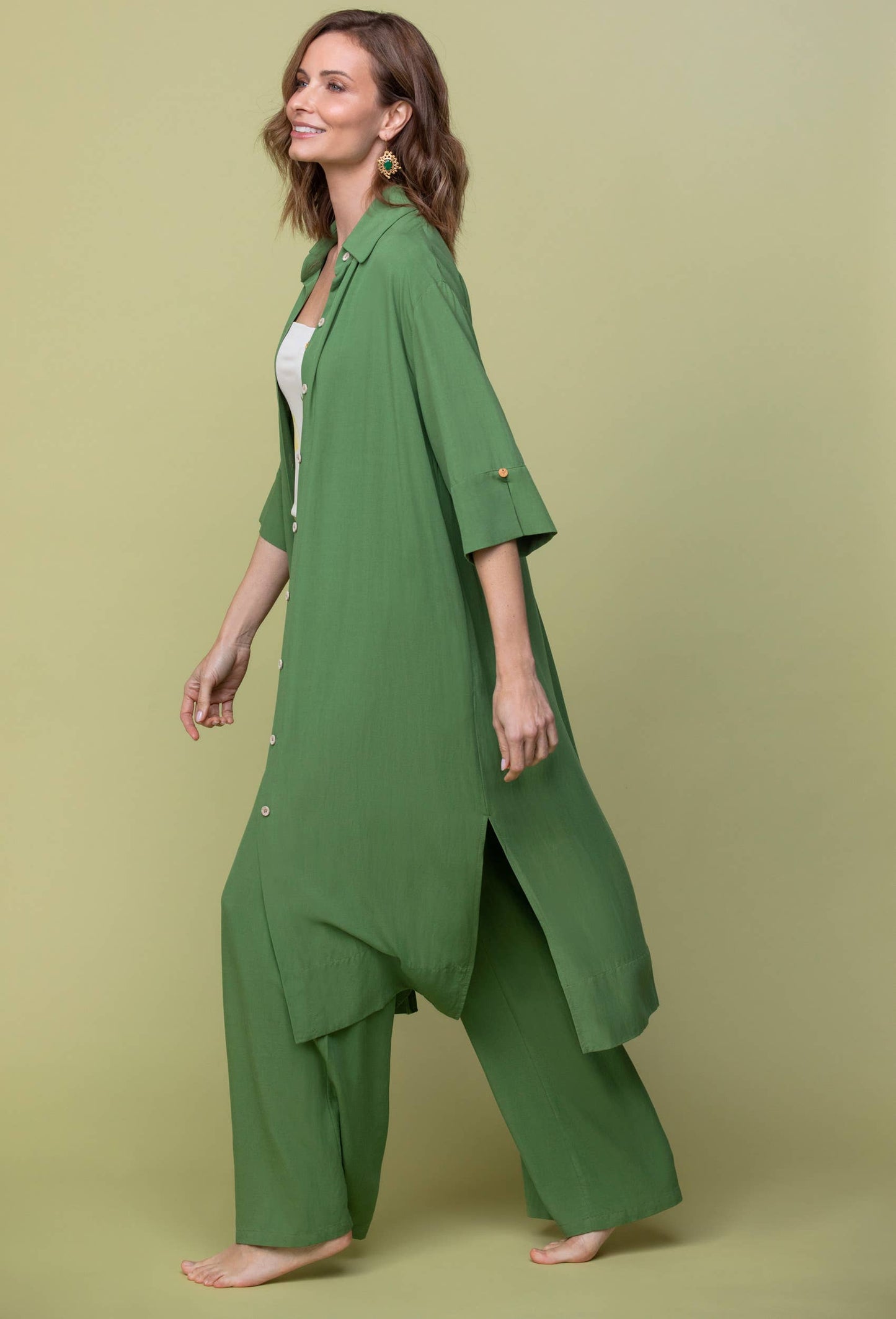 FLARED TROUSERS GREEN