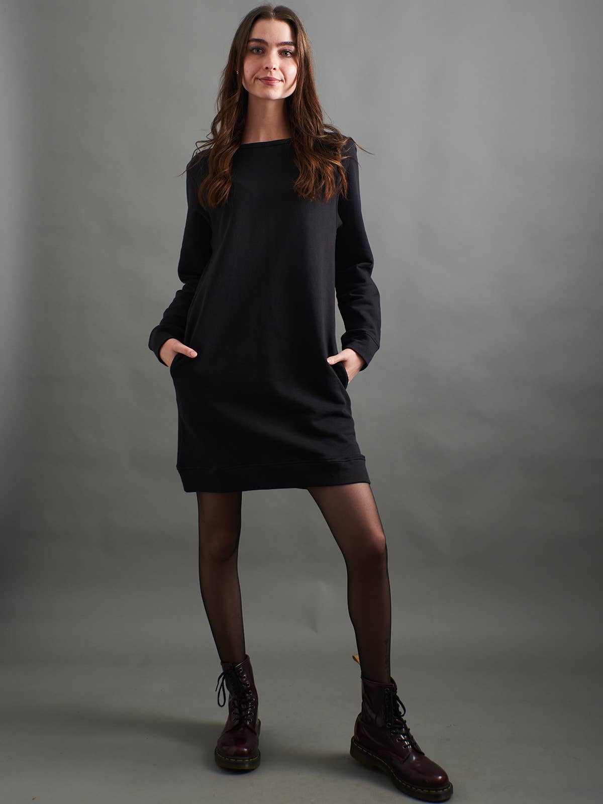 Sweatshirt Dress Black Loop Knit