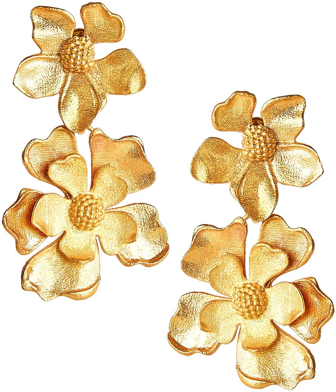 Tilly Handmade Floral Gold Brass Dangle Earrings