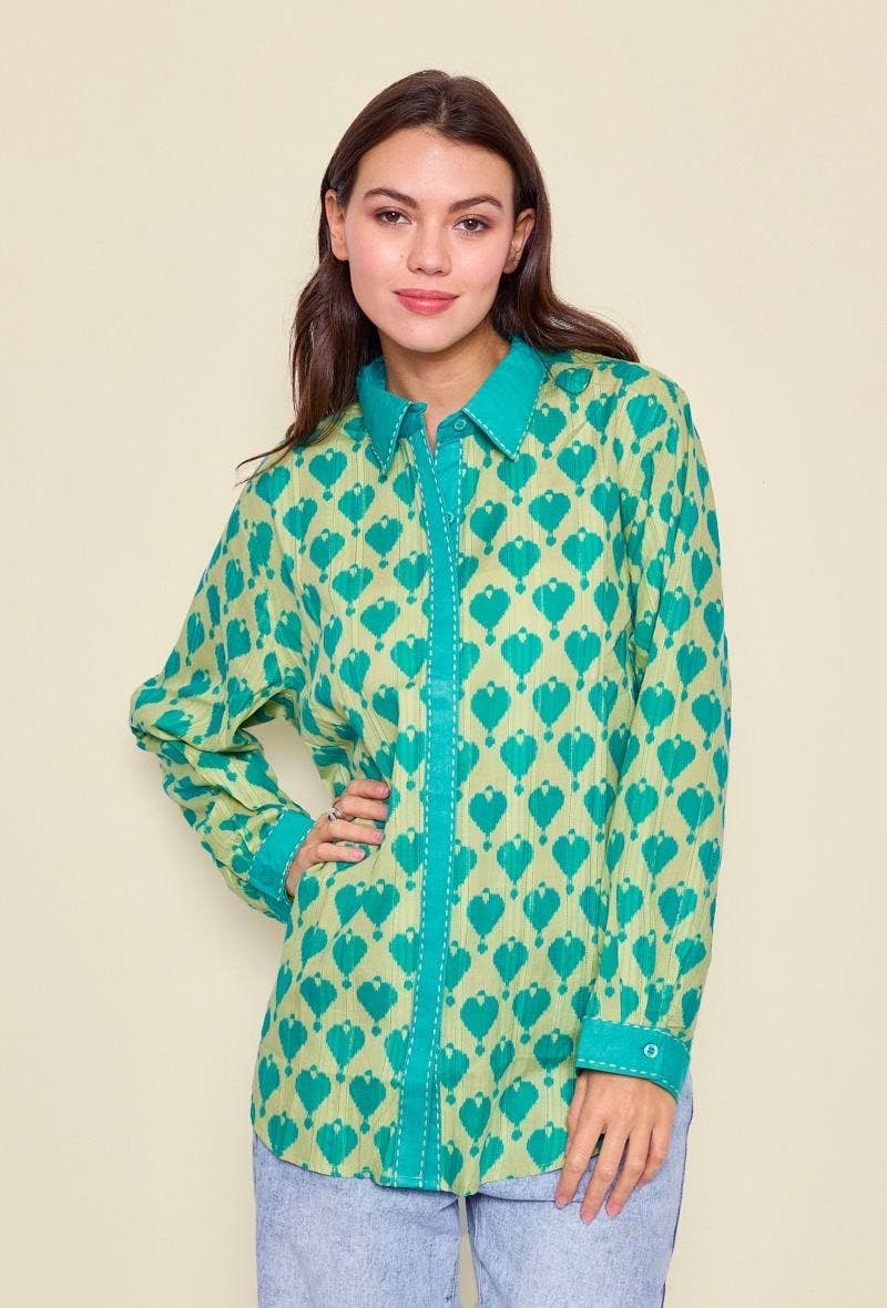 Dobby long sleeve cotton shirt