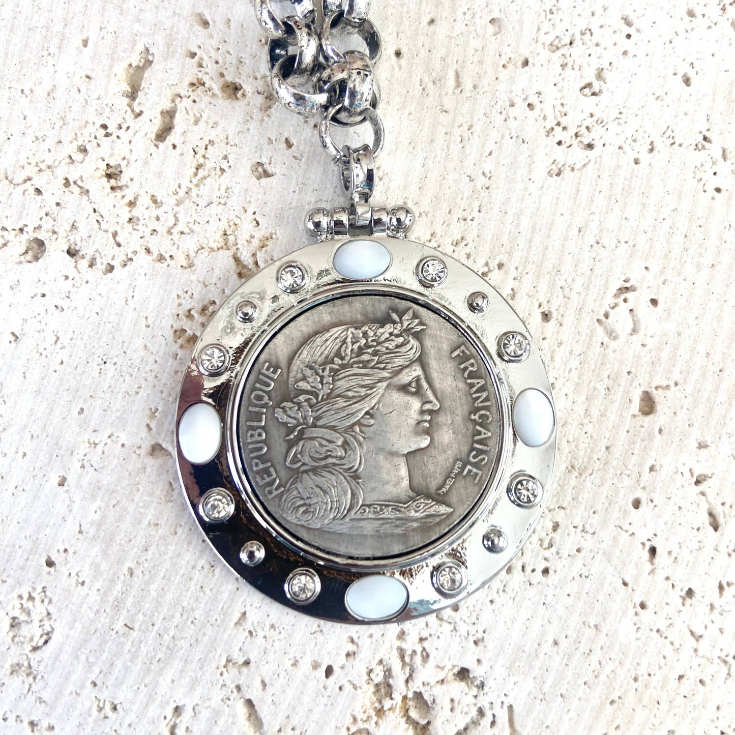 French coin necklace medallion jewelry