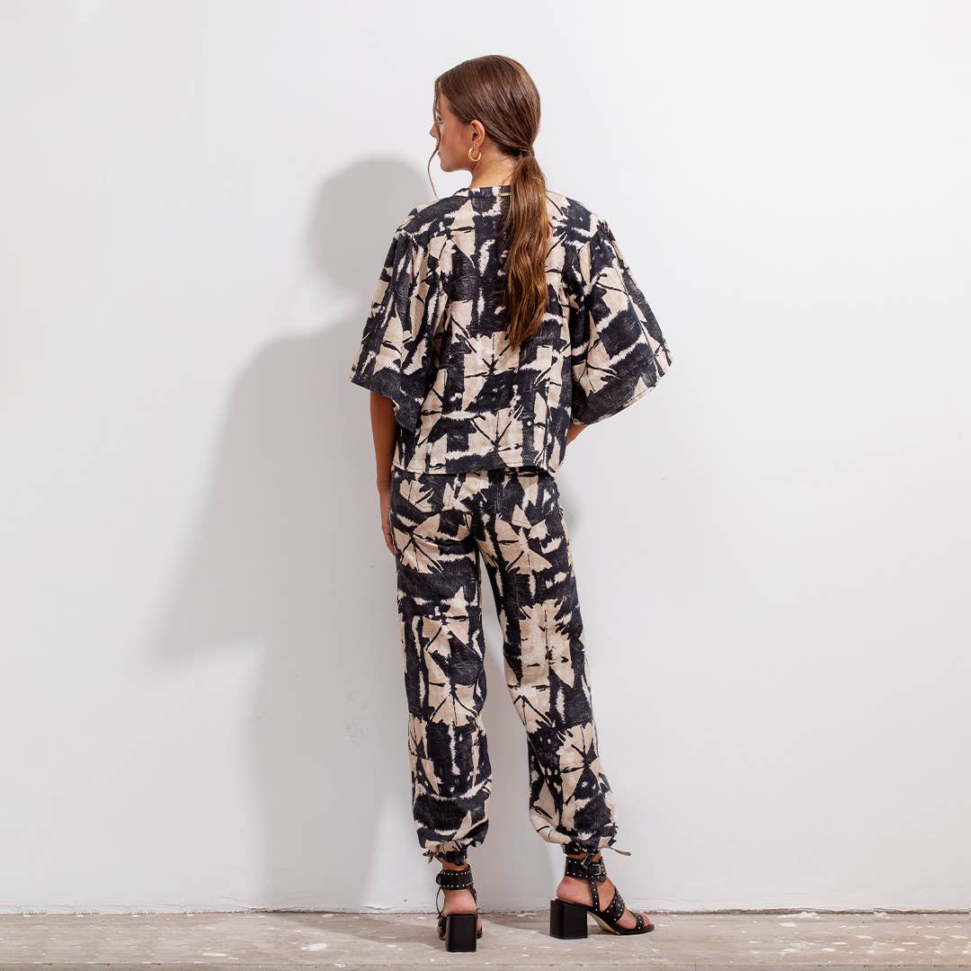 ISA CUT PANT BLACK BATIK LINEN