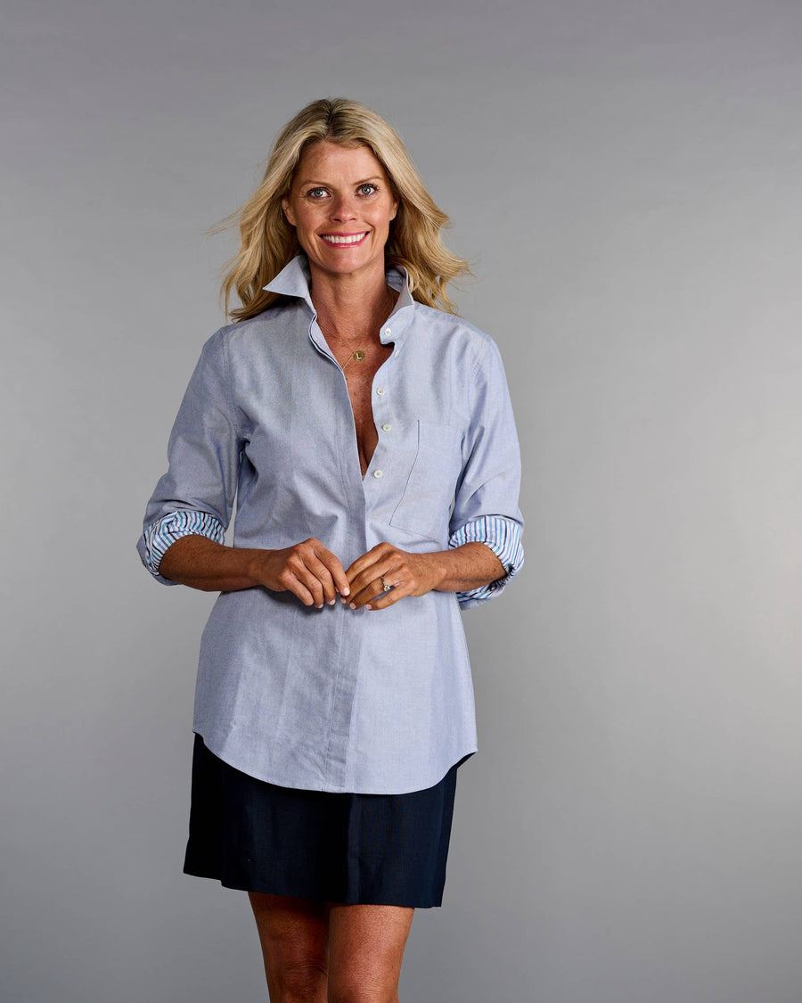 The Modified Boyfriend Shirt in Cadet Blue Oxford