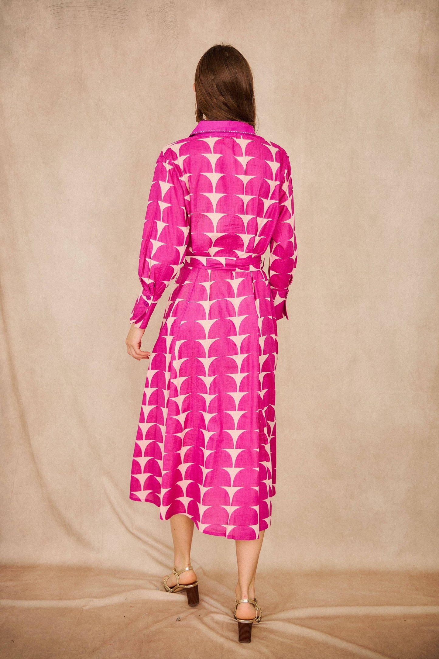 Cotton midi shirt dress