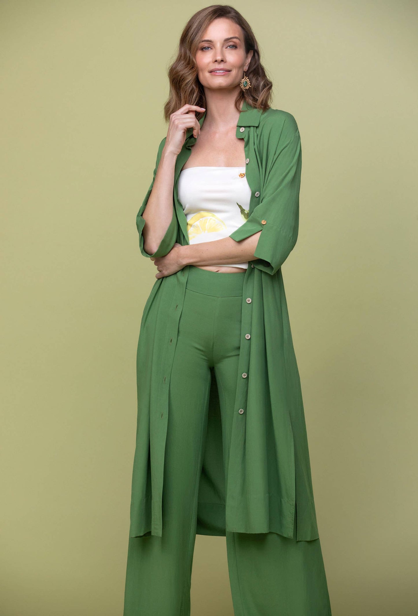 FLARED TROUSERS GREEN