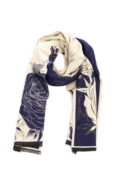 Fiore Reversible Rose Pattern Scarf