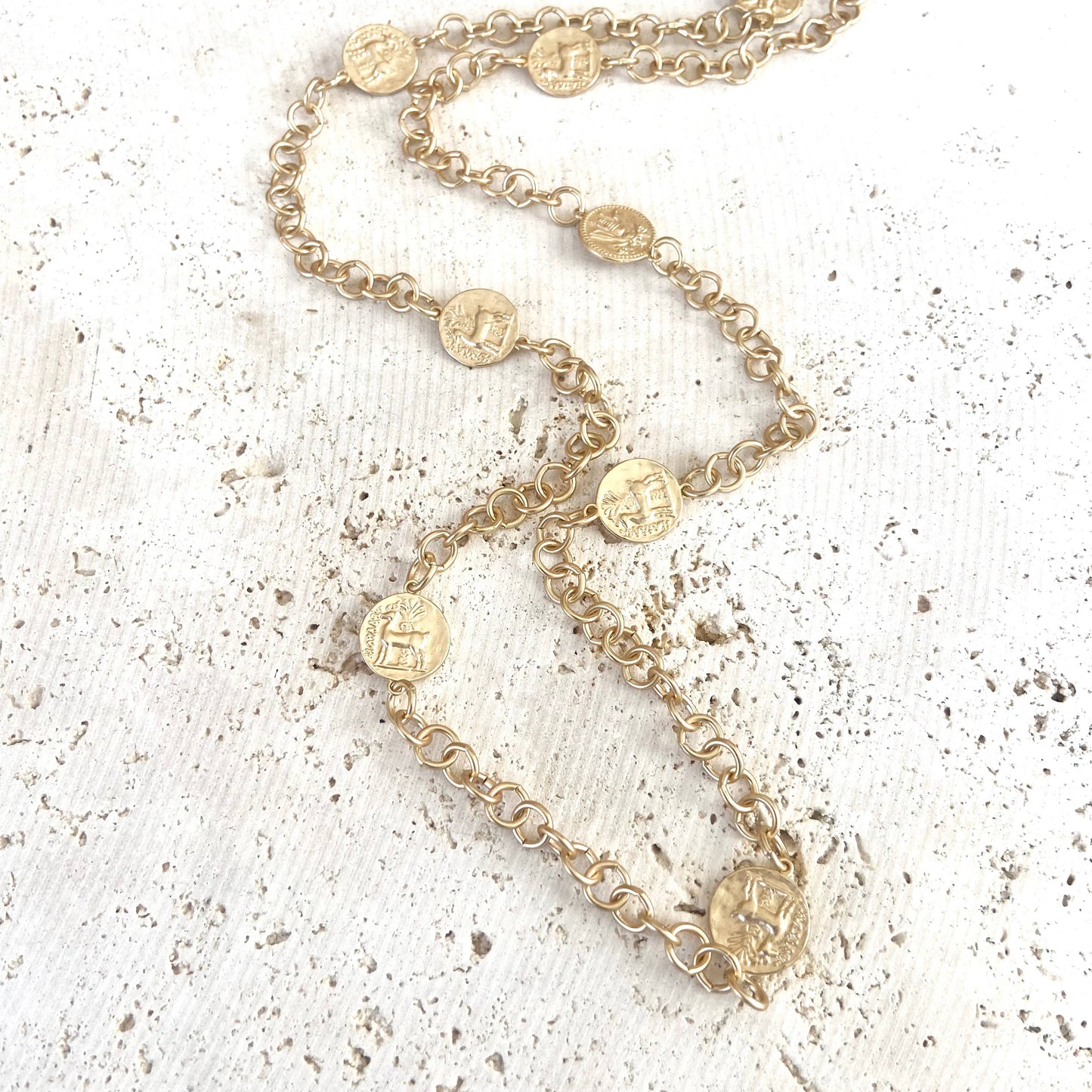 Layering coin necklace bee horse jewelry