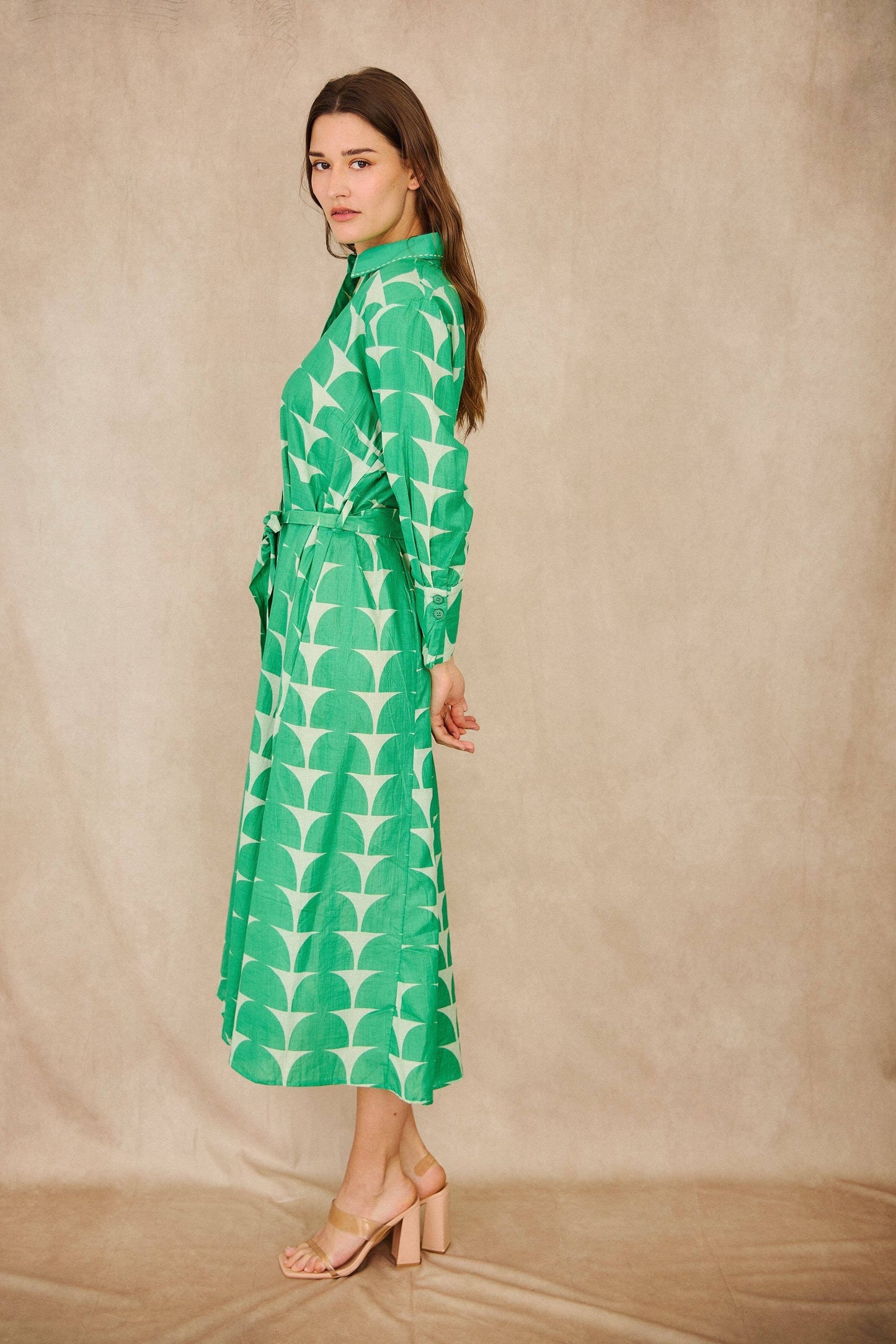 Cotton midi shirt dress