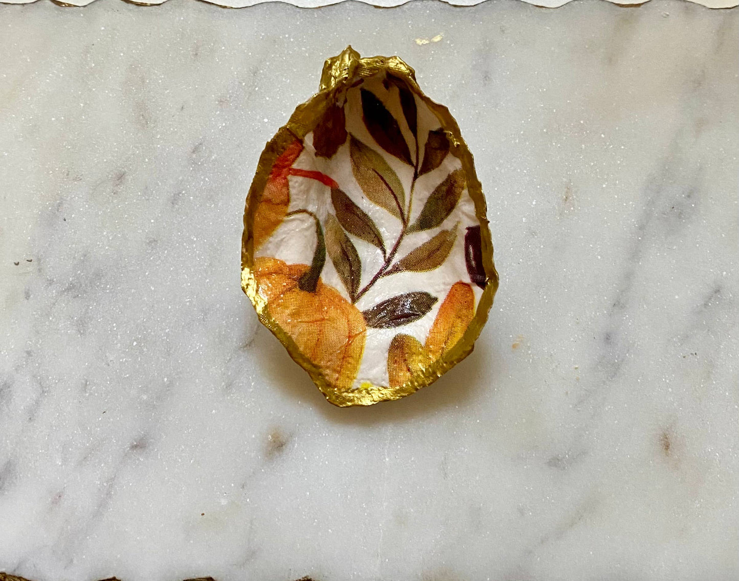 Fall Leaves Oyster Shell Jewelry Dish