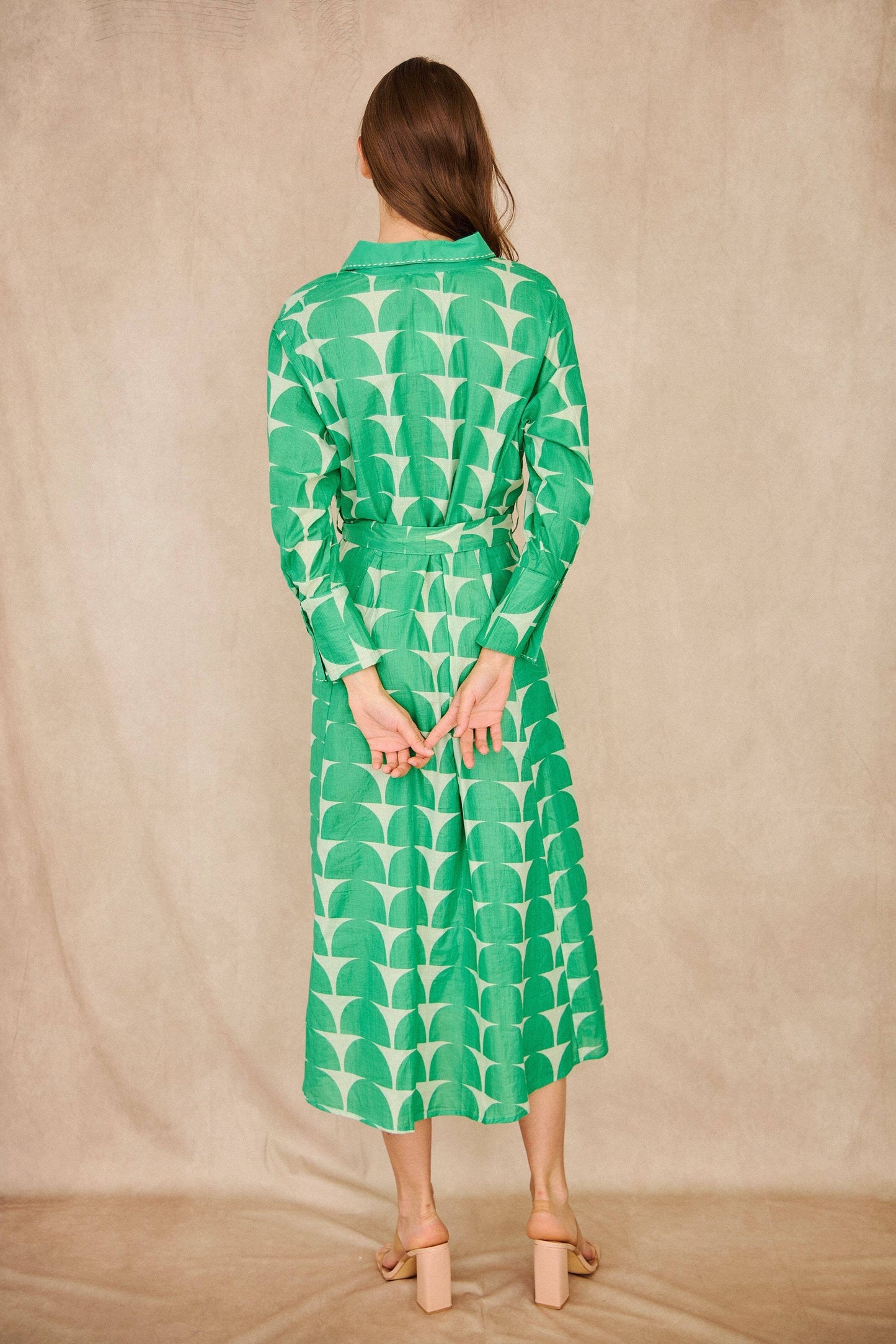 Cotton midi shirt dress
