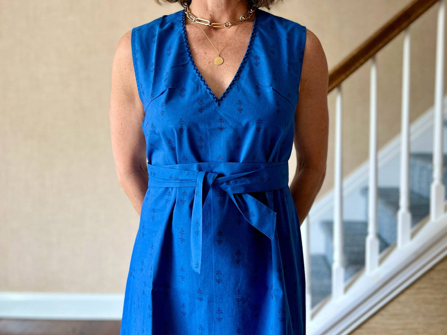 Royal Blue Staghorn Sleeveless Shift Dress