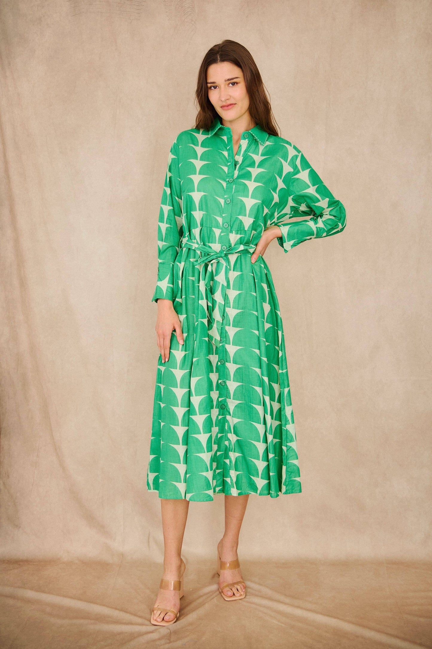 Cotton midi shirt dress