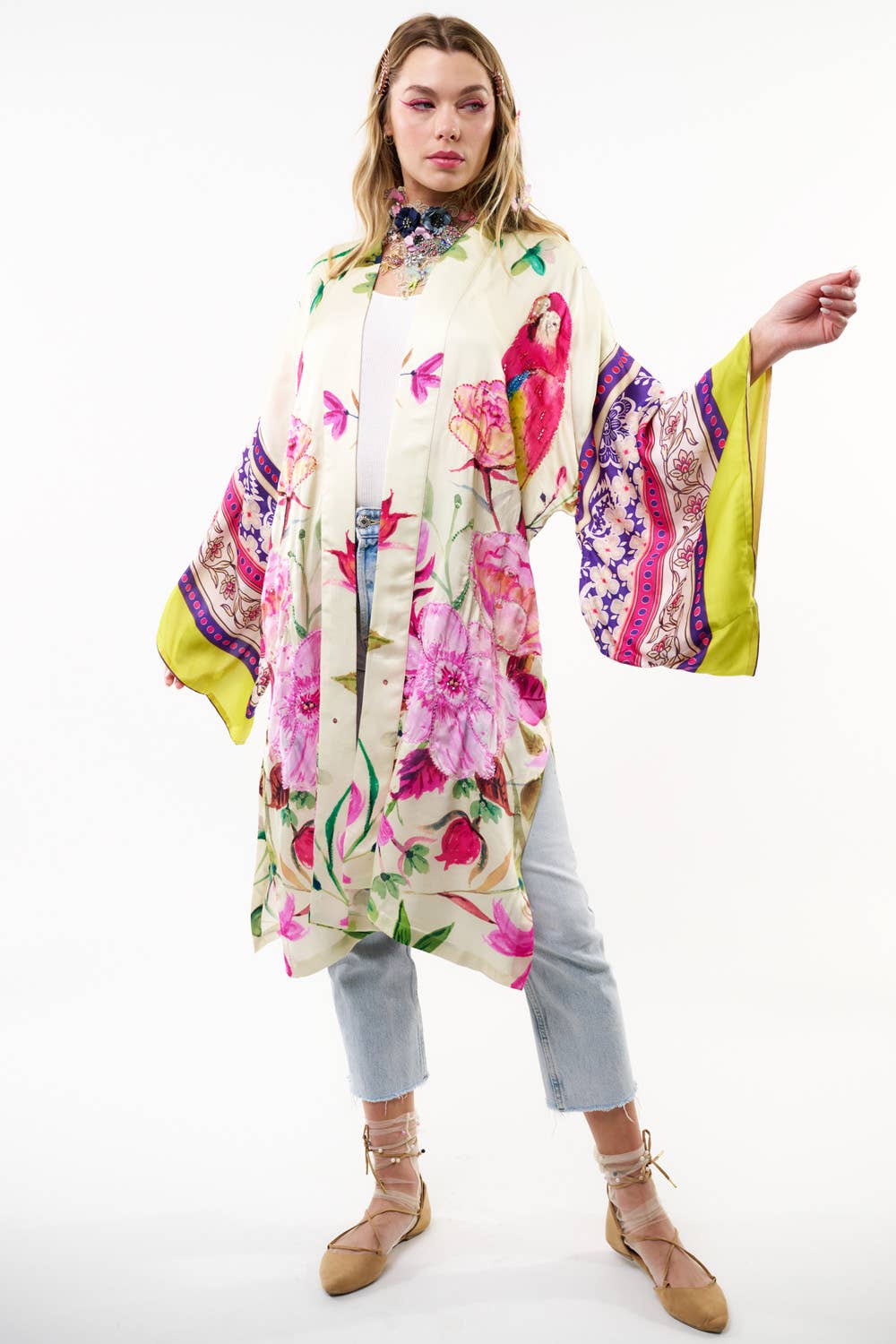 Tropical Mood Hand-beaded Kimono