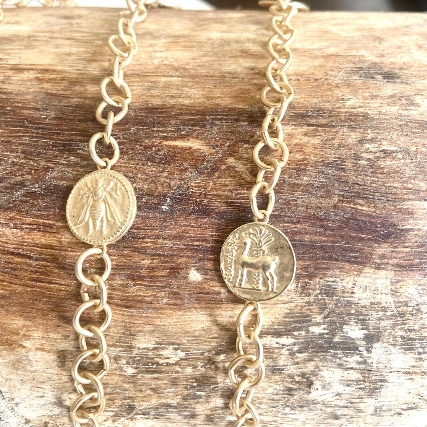 Layering coin necklace bee horse jewelry
