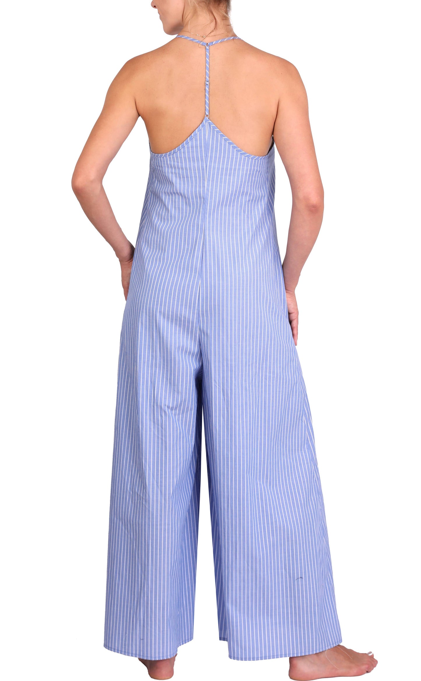 Kaitlyn T-Back Sleep Jumper - Bleu Cotton Stripes