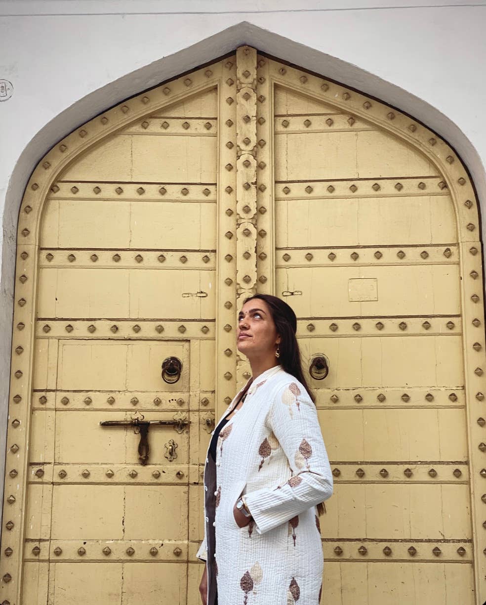 Long Quilted Daya Coat ~ White Silk