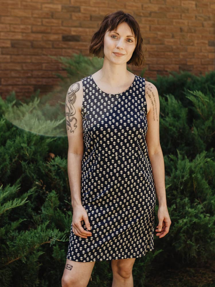 Evanston Dress Micro Floral Navy