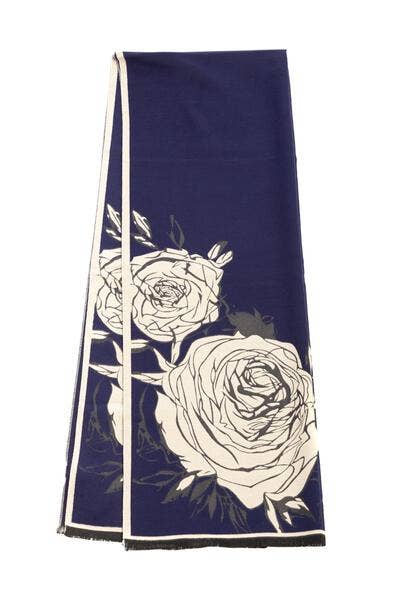 Fiore Reversible Rose Pattern Scarf