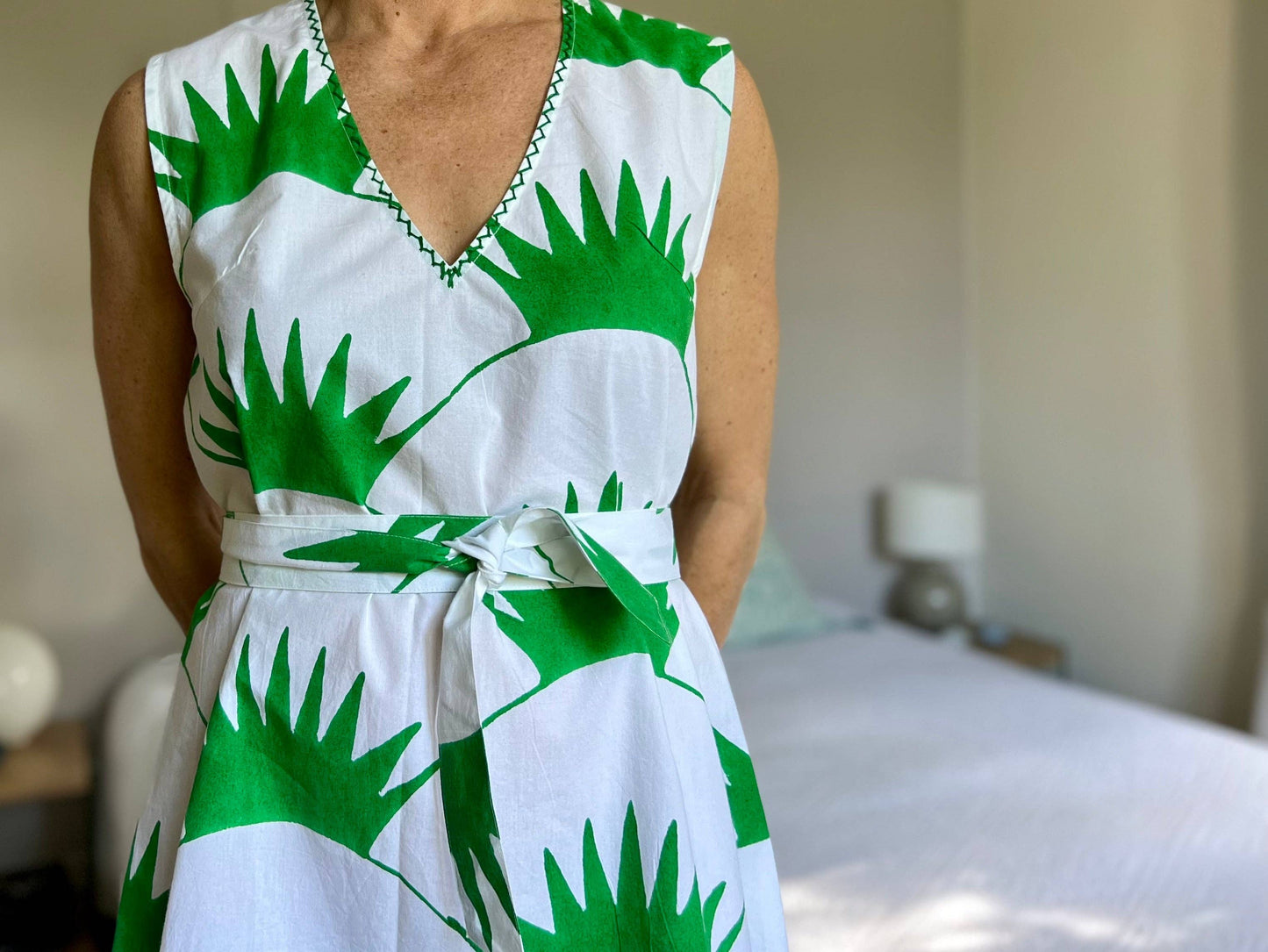 Green and White Sea Turtle Sleeveless Shift Dress
