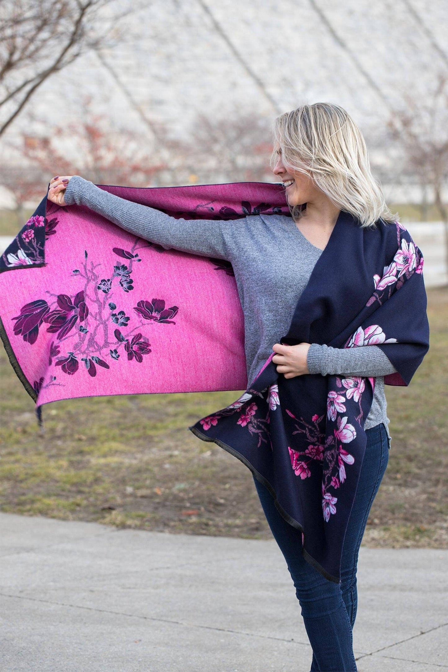 Floral Printed Reversible Scarf