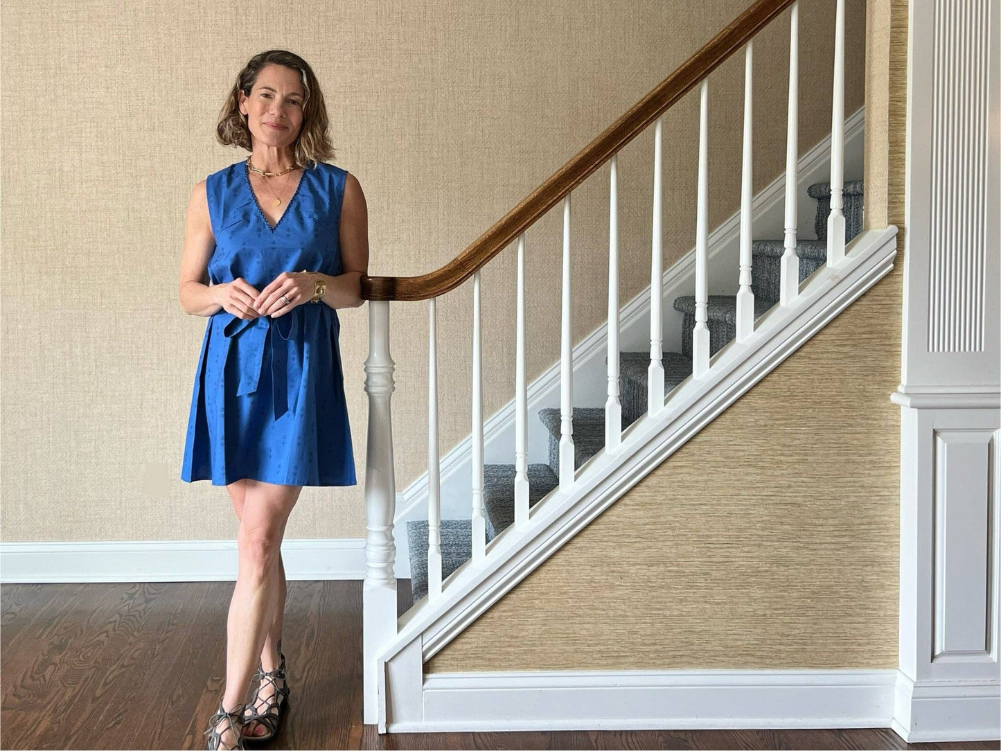 Royal Blue Staghorn Sleeveless Shift Dress