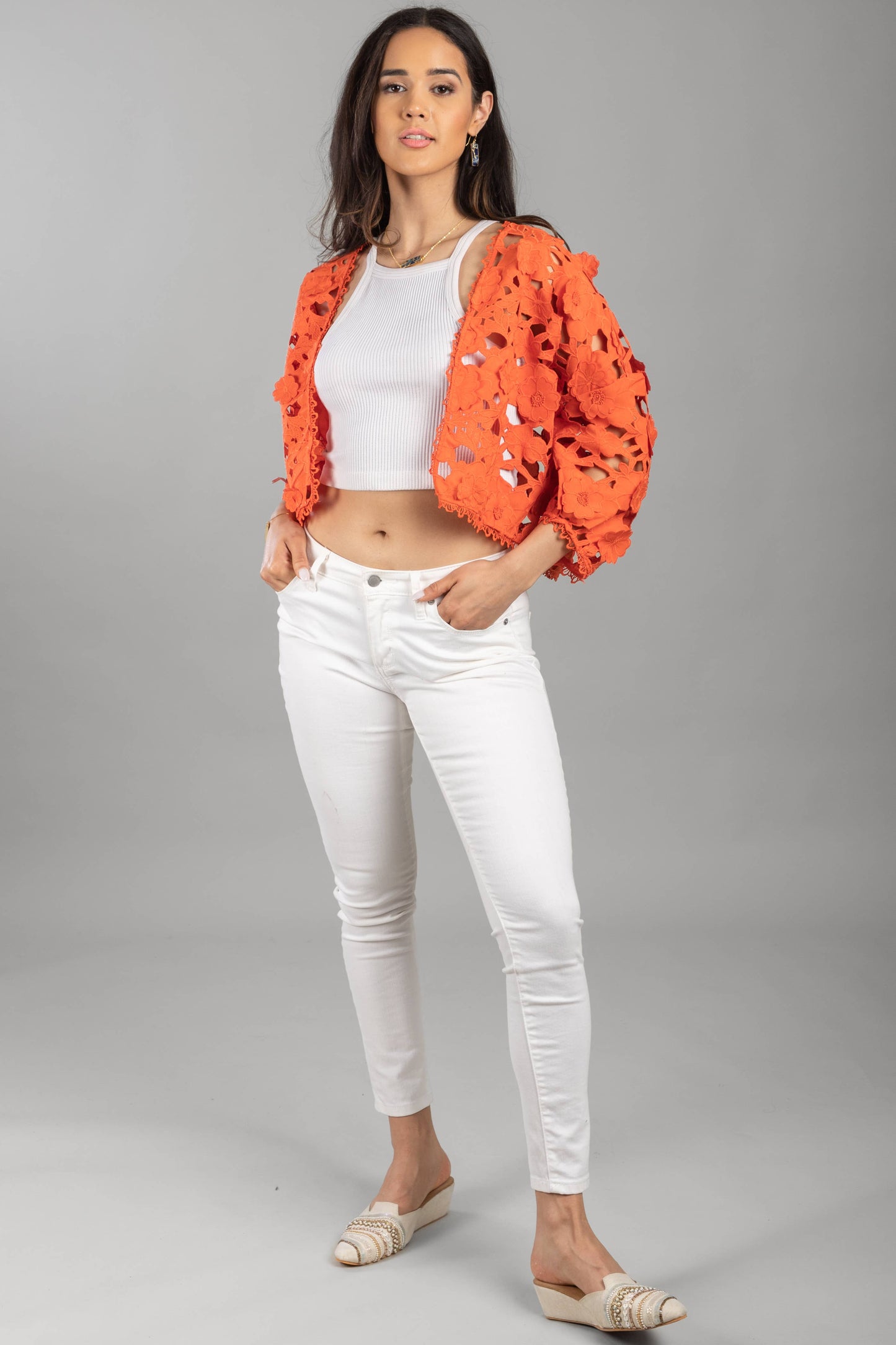 Floral Lace Cut Out Bolero Top