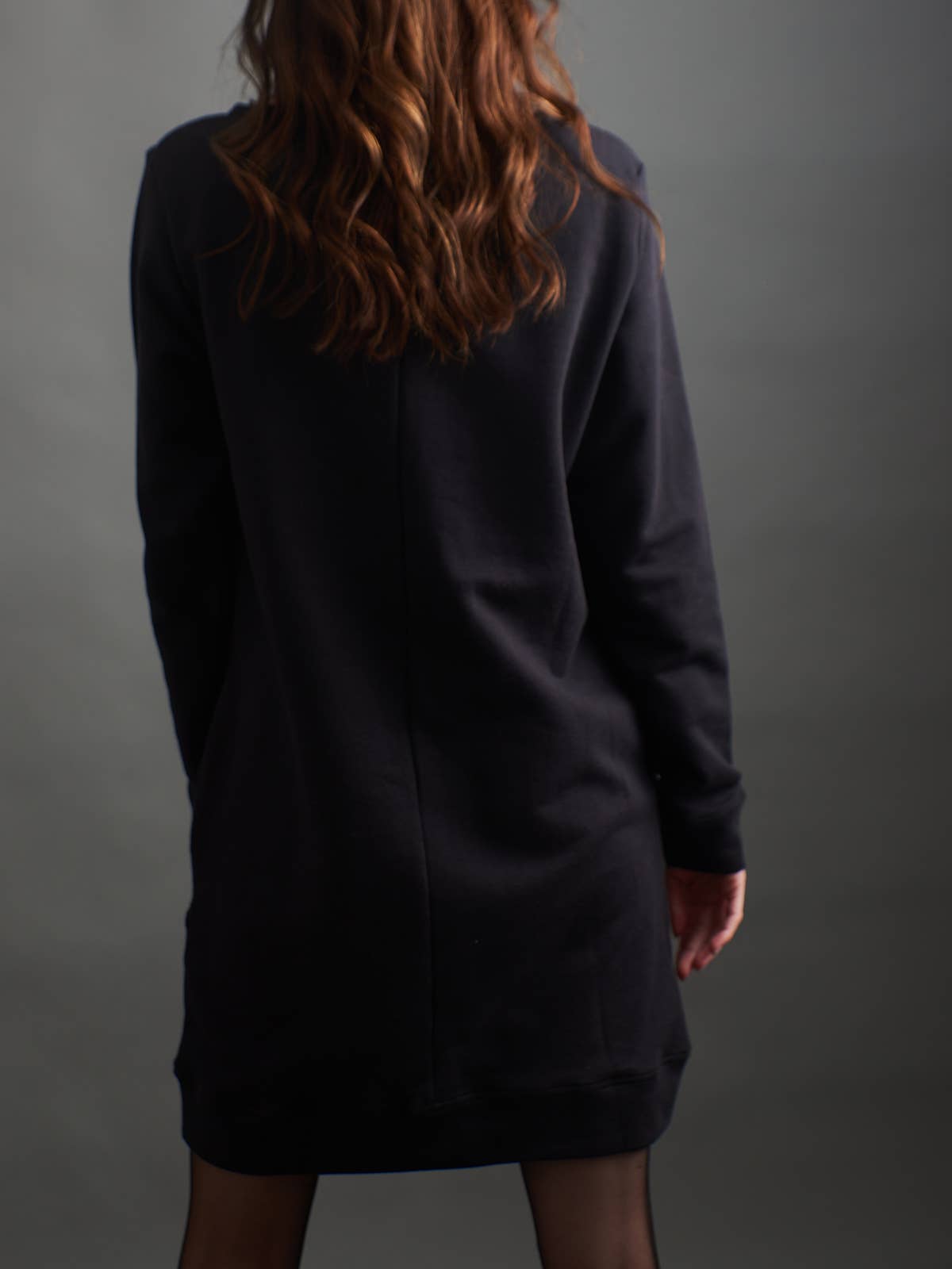 Sweatshirt Dress Black Loop Knit