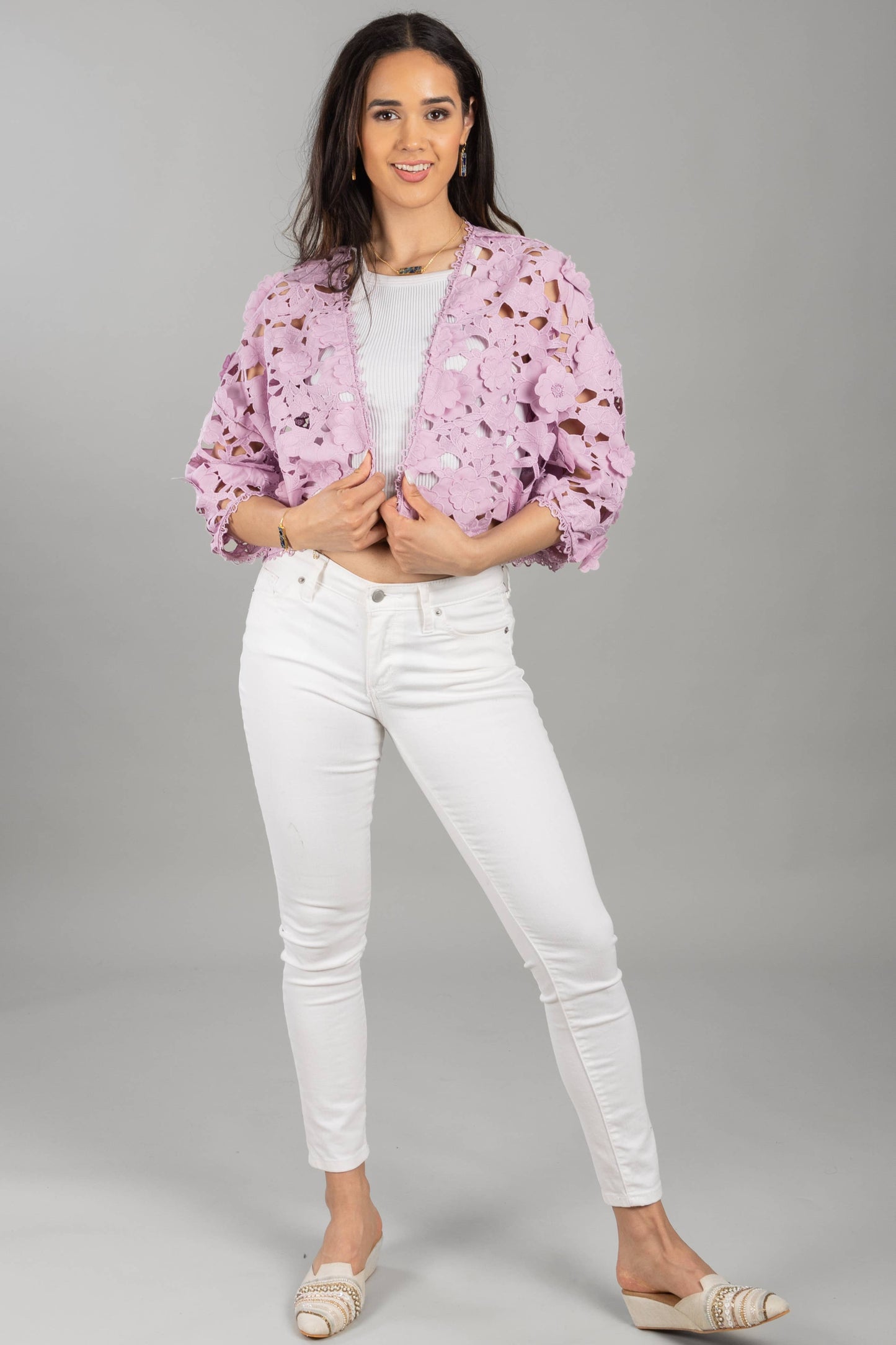 Floral Lace Cut Out Bolero Top
