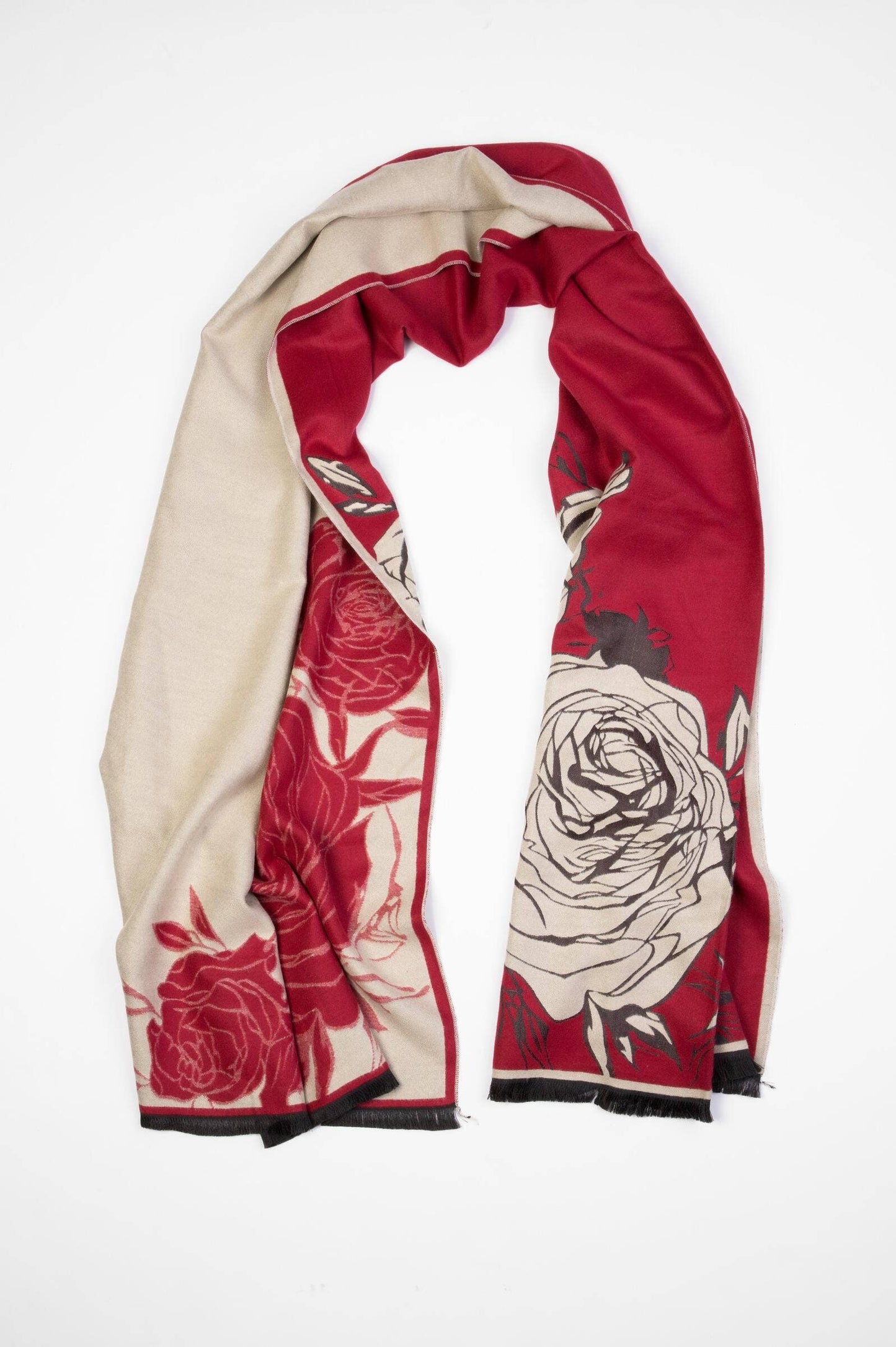 Fiore Reversible Rose Pattern Scarf