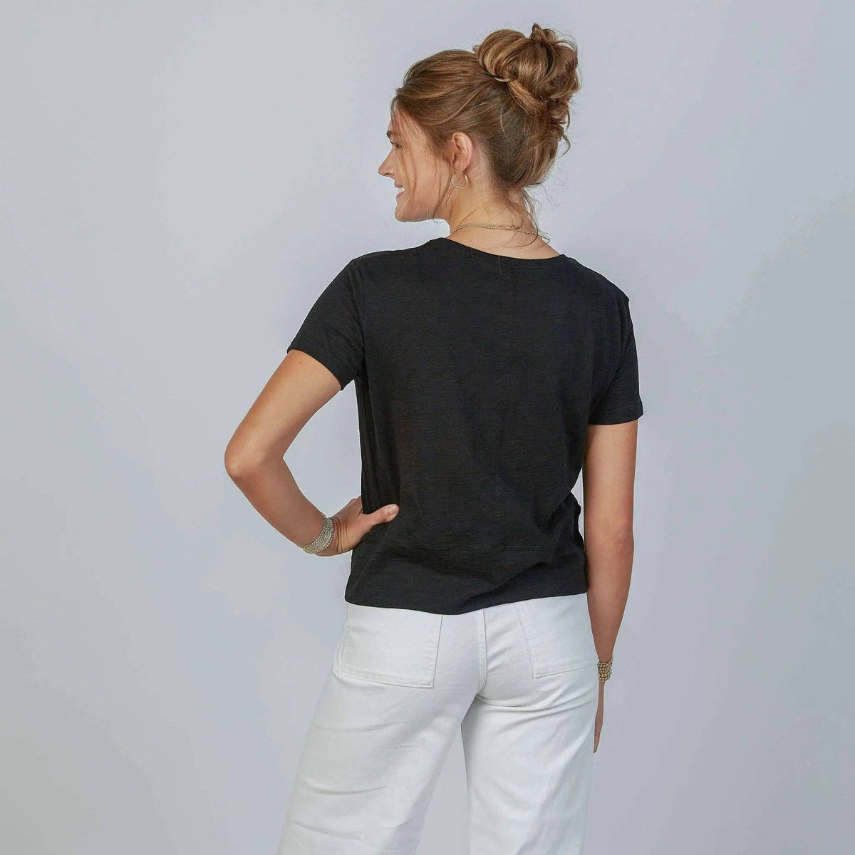 Celia Perfect Length Tee in Black - Short Sleeve