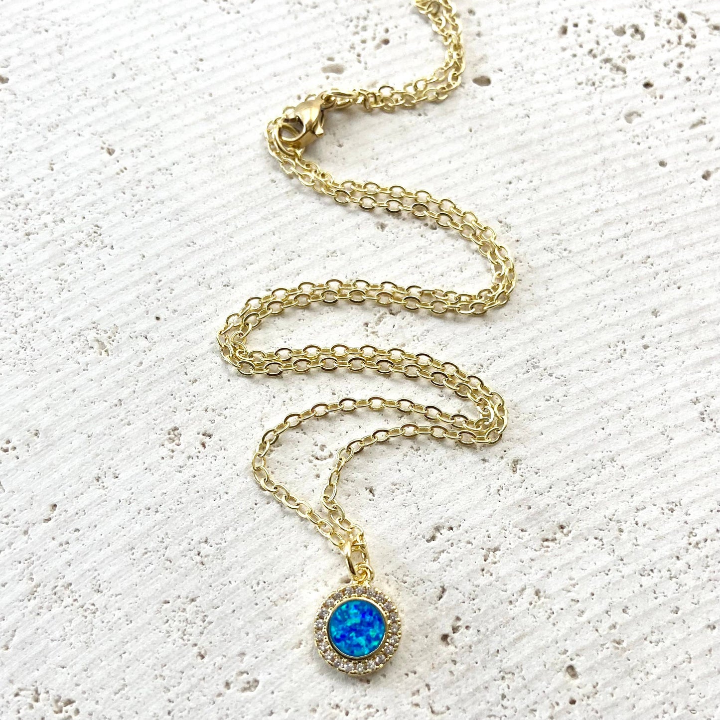 Opal dainty layering necklace evil eye third eye protection