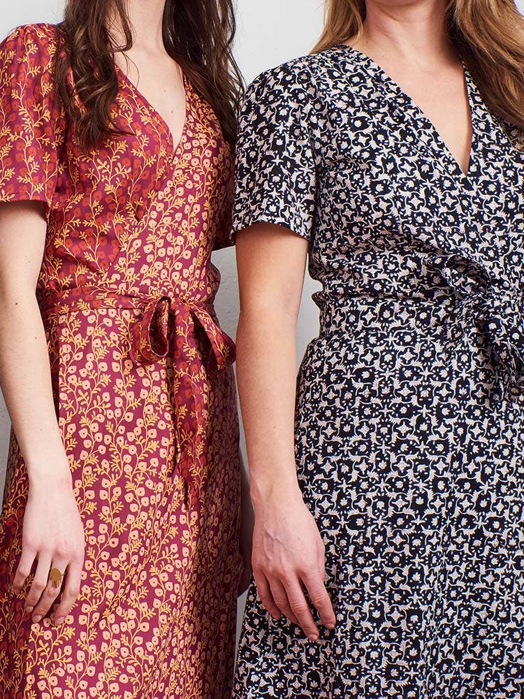 Wrap Maxi Dress Berry Poppy Mix