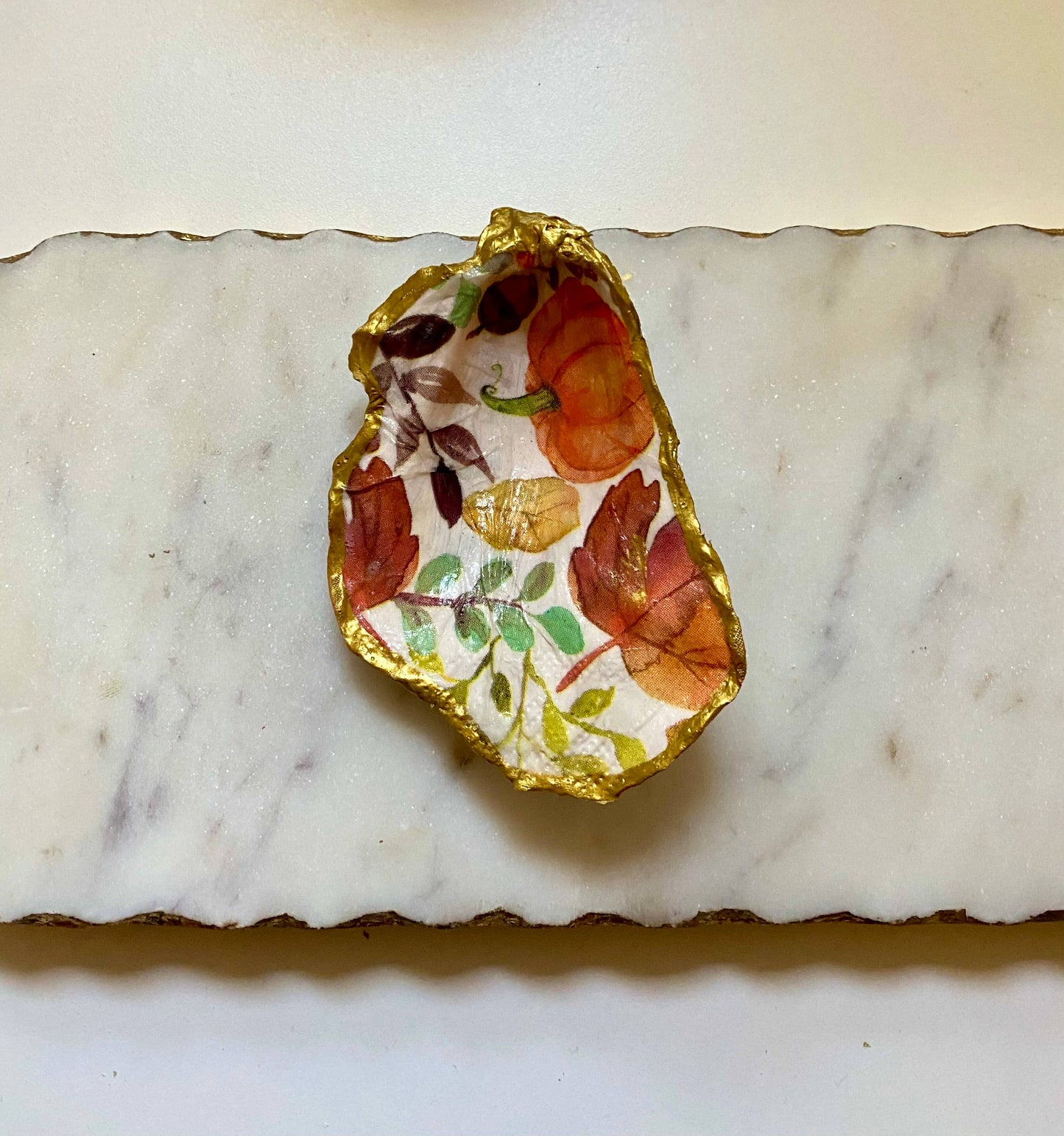 Fall Leaves Oyster Shell Jewelry Dish