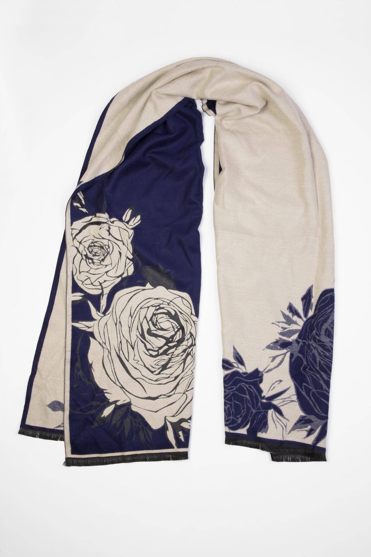 Fiore Reversible Rose Pattern Scarf