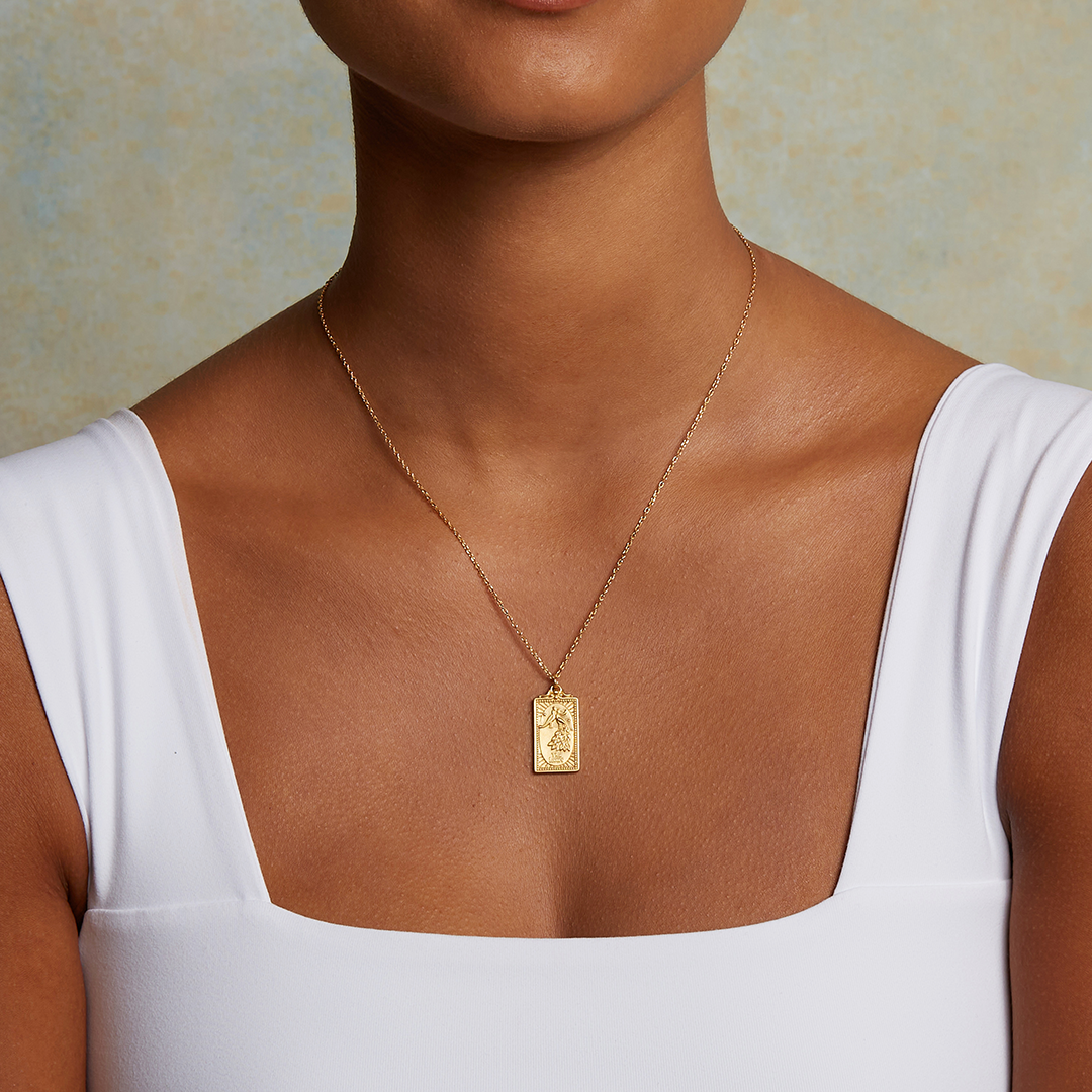 18" The Lovers tarot card necklace
