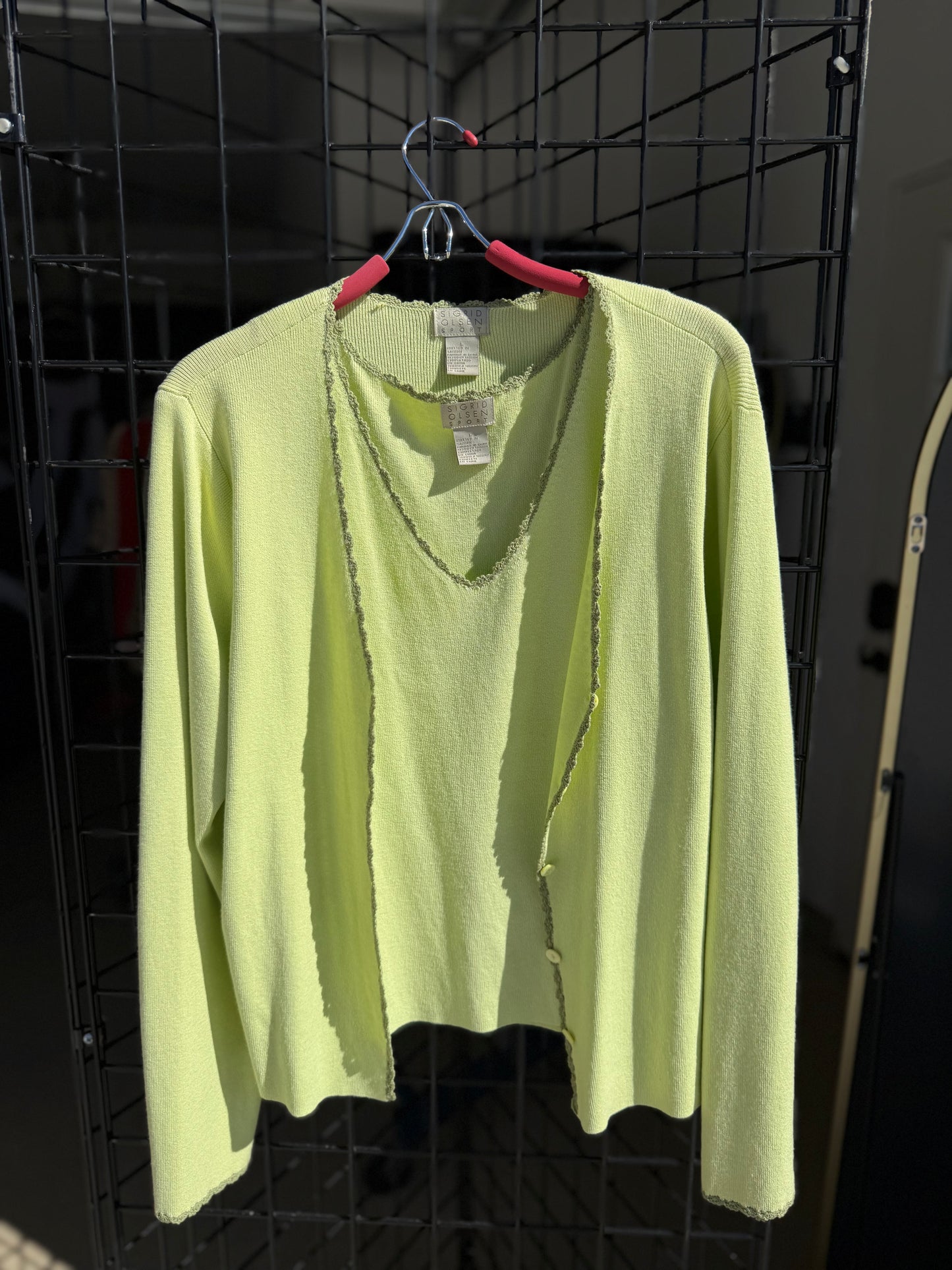 Sigrid Olsen Sport Lime Green Knit Twinset - Luxury Consignment
