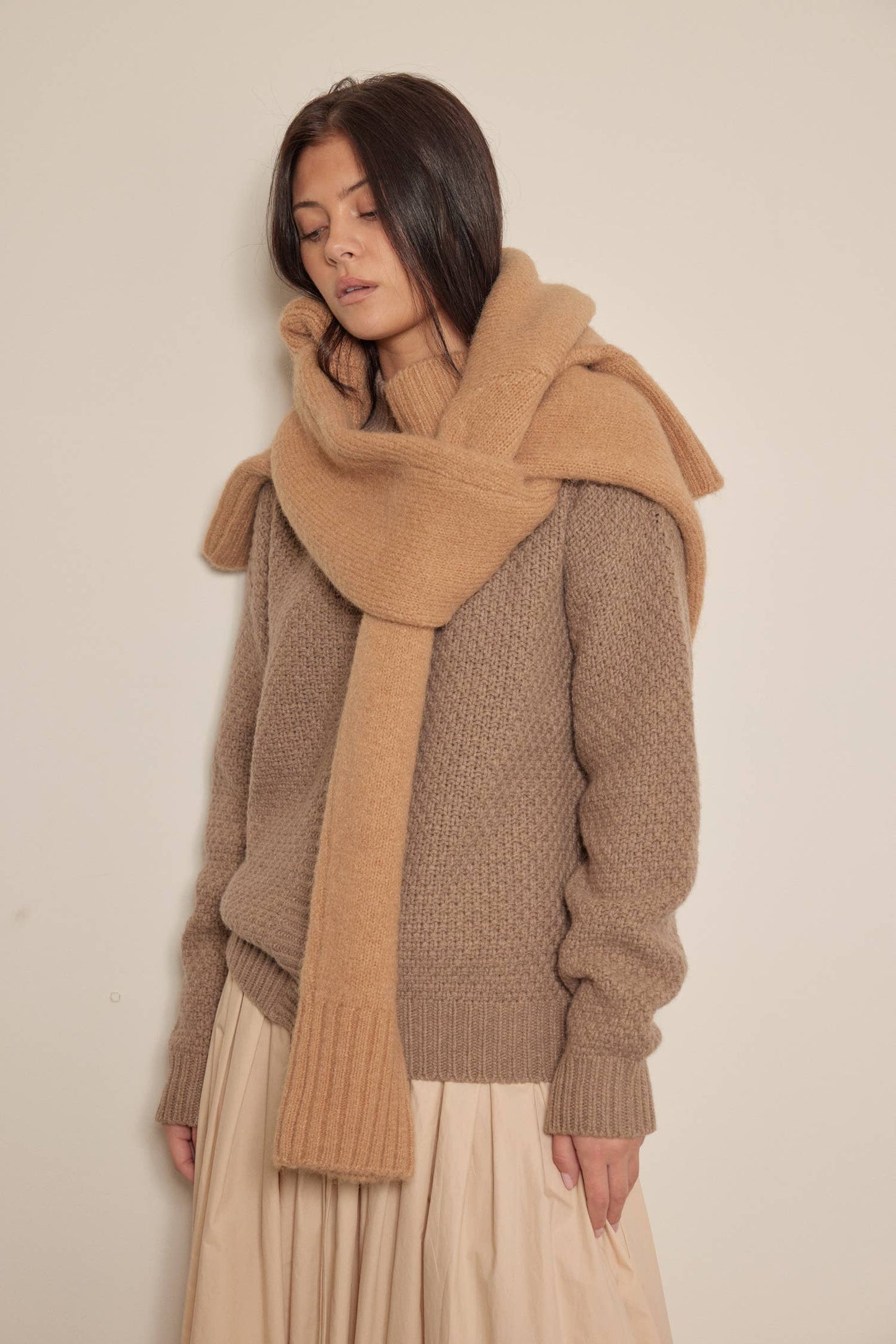 High neck wool sweater cardigan