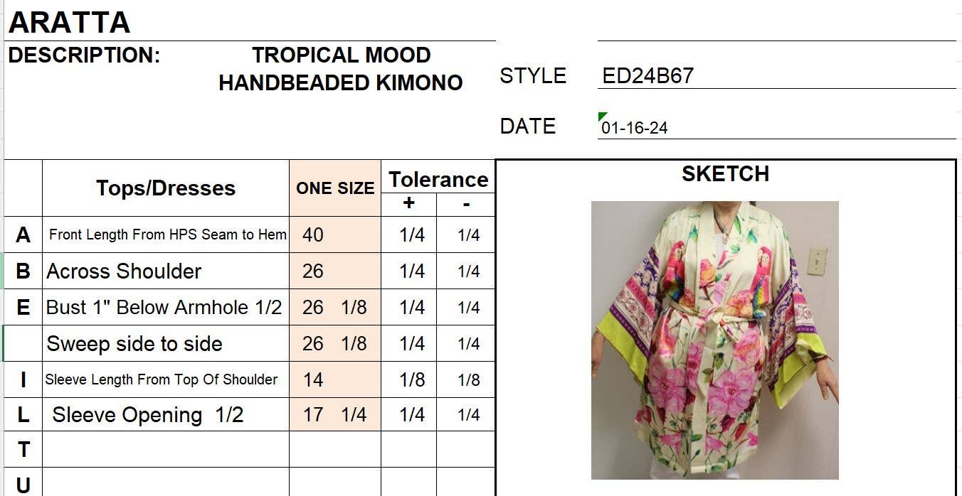 Tropical Mood Hand-beaded Kimono